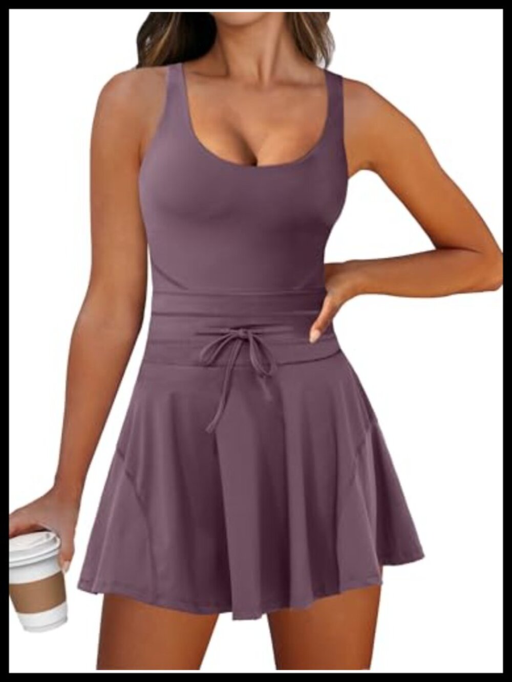 Women's Tennis Mini Dress Built in Shorts Sleeveless Athletic Romper